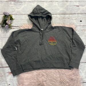 Maison Labiche Paris Gray Palm Embroidered Cropped Sweatshirt